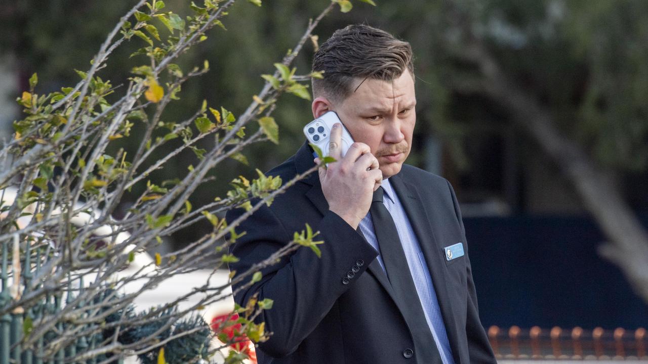 Detectives at the location. Picture: Monique Harmer