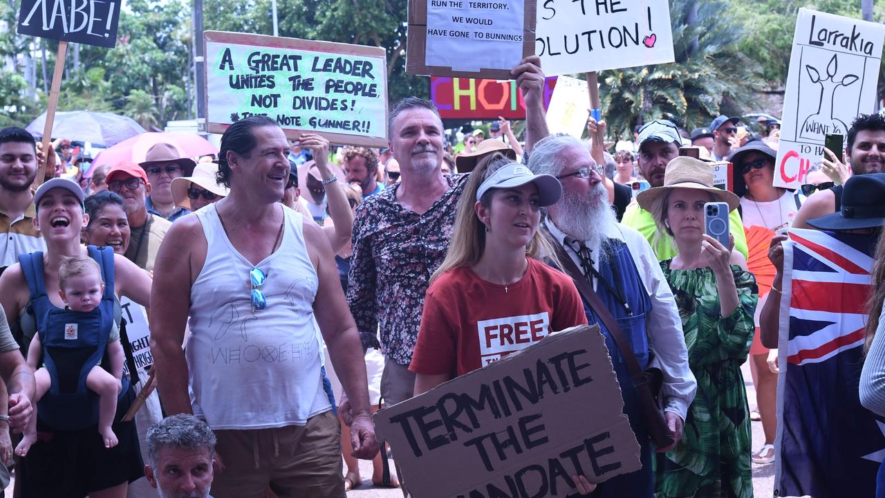 Faces from Darwin's Freedom Rally at Parliament House. Picture: Amanda Parkinson