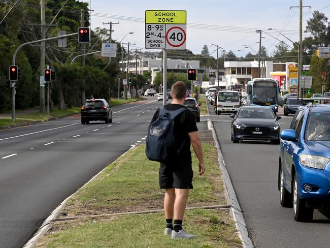 Large signs indicate the beginning of a school zone in NSW. Picture: Jeremy Piper