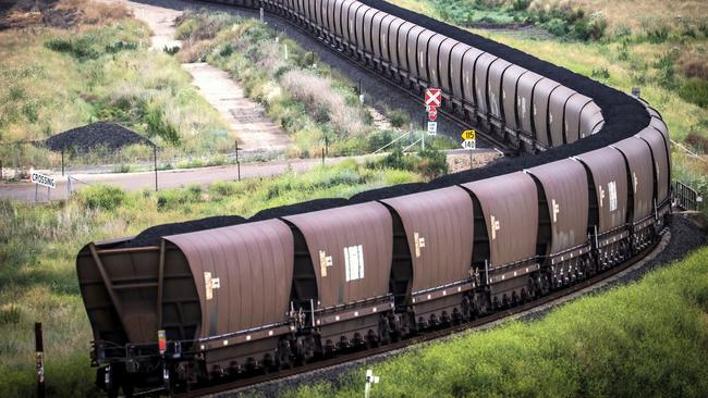 A freight train loaded with coal from Whitehaven’s operations. Picture: Bloomberg