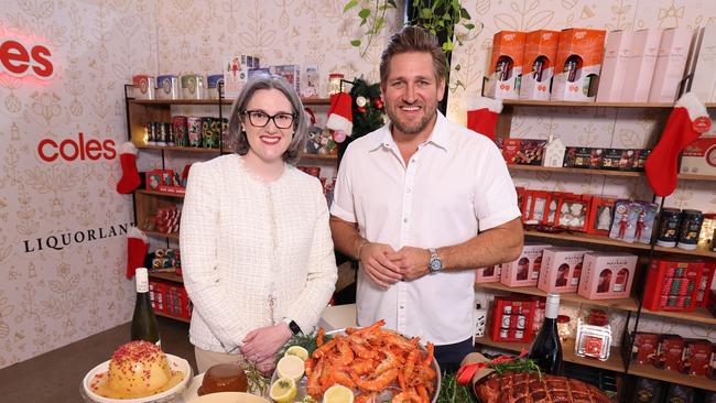 Coles CEO Leah Weckert and Coles Ambassador Curtis Stone at the Coles Christmas 2024 launch. Photo: Hanna Lassen.