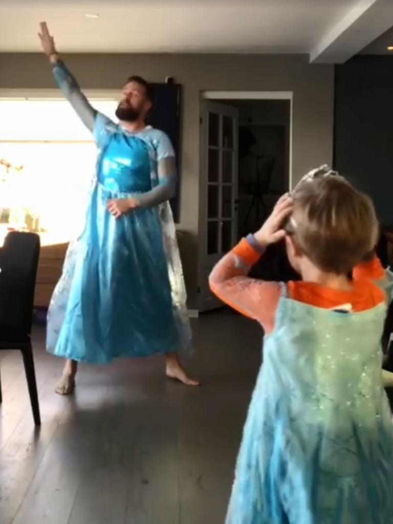 … so he bought two Elsa costumes so they could play dress-up. 