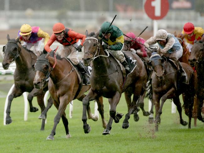 Race 4. Queensland Cup. Winner Horse #4 Murphy's Delight. Jockey Jim Byrne. Queensland Cup Races at Eagle Farm. Pics Tim Marsden