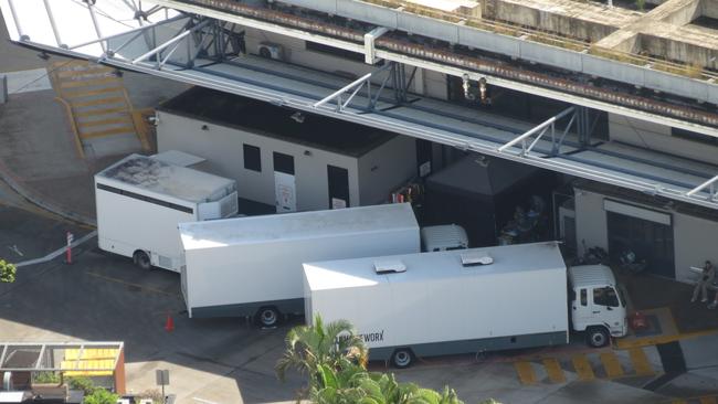 Filming of movie Dangerous Animals on the Gold Coast highway at Surfers Paradise. Photo: Facebook/The Theme Park Social Network