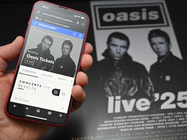 Fans can sue Ticketmaster after tickets to Oasis shows doubled in price. Picture: AFP