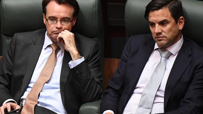 Michael O’Brien with leadership challenger Brad Battin in 2017. Picture: AAP Image/Julian Smith