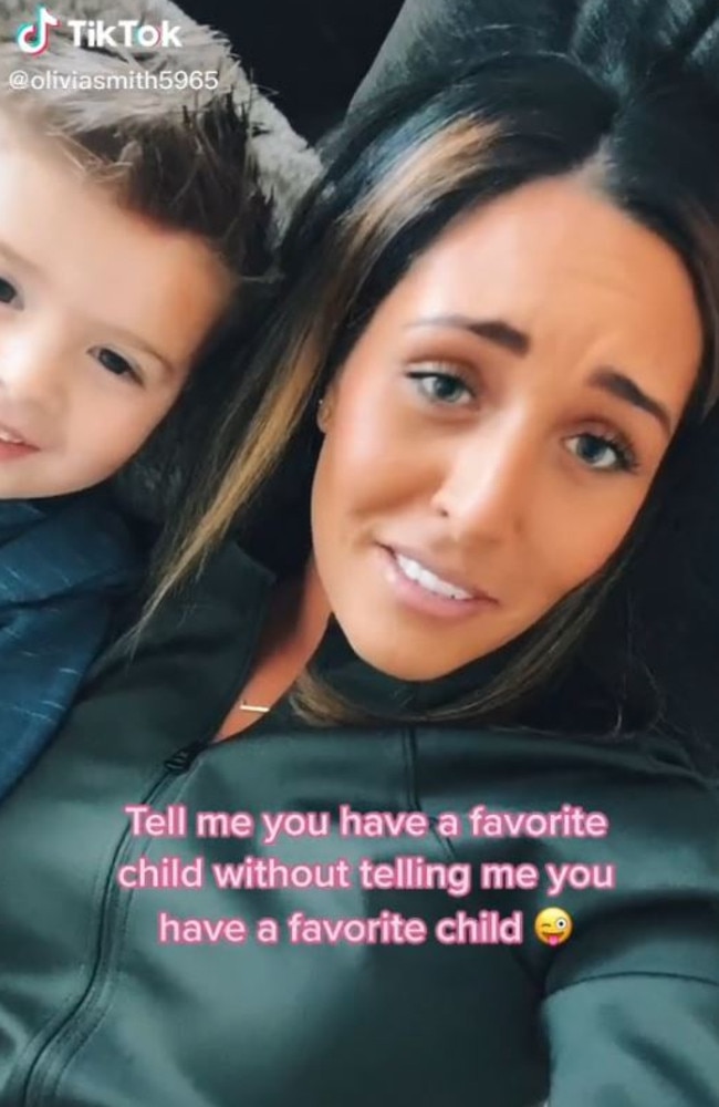 In the clip, US-based Olivia Smith is seen snuggling with her youngest child. Picture: TikTok/oliviamsmith33