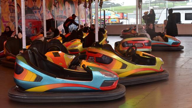 The Warrnambool Show Dodgem Cars had crowds waiting to get onboard.