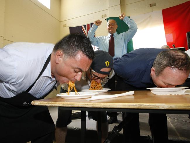 Barilaro wins a spaghetti eating competition.