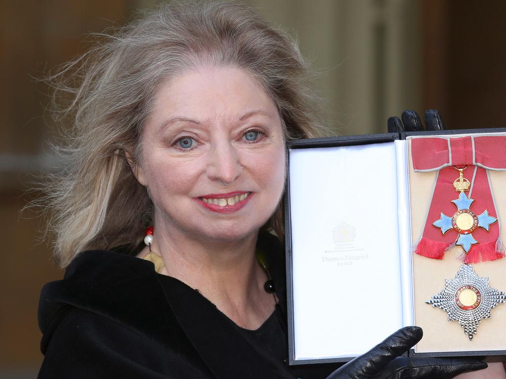 Dame Hilary Mantel holds her Dame Commander of the British Empire medal presented to her by the Prince of Wales for services to literature at an Investiture ceremony at Buckingham Palace on February 6, 2015 in London, England. Picture: Philip Toscano/Getty Images.