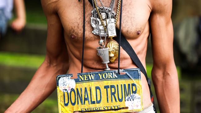 A supporter of former US president Donald Trump at the South Bronx rally. Picture: AFP