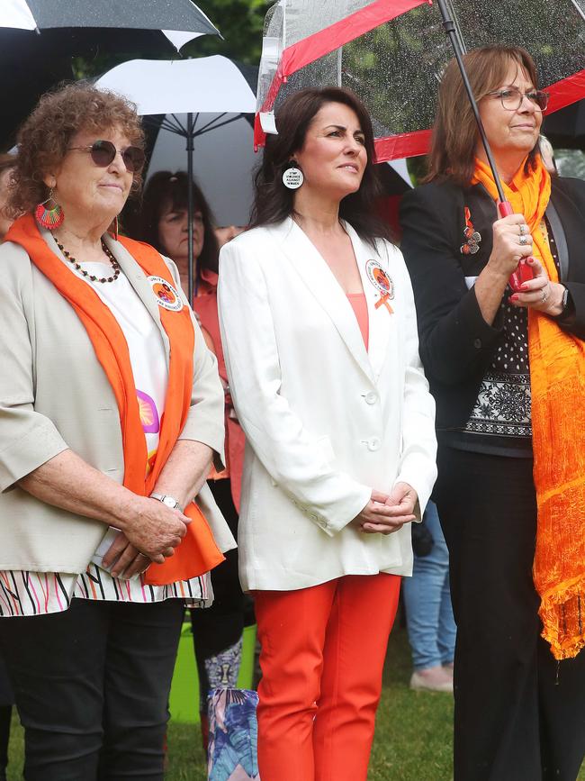 Mary Knowles Mayor Northern Midlands Council, Minister Jo Palmer, Jenny Gale Secretary of the Department of Premier and Cabinet. Walk and rally against violence towards women. Picture: Nikki Davis-Jones