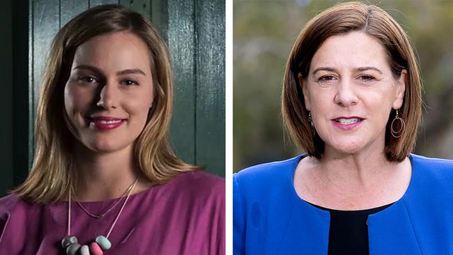 Journalist Steph Zillman (left) and Qld LNP leader Deb Frecklington.