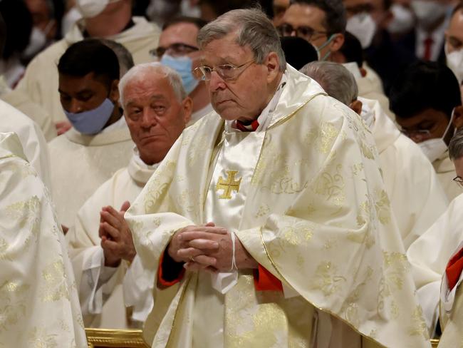 Cardinal George Pell at the Easter Vigil Mass in St. Peter’s Basilica in Rome in April. Picture: Getty Images