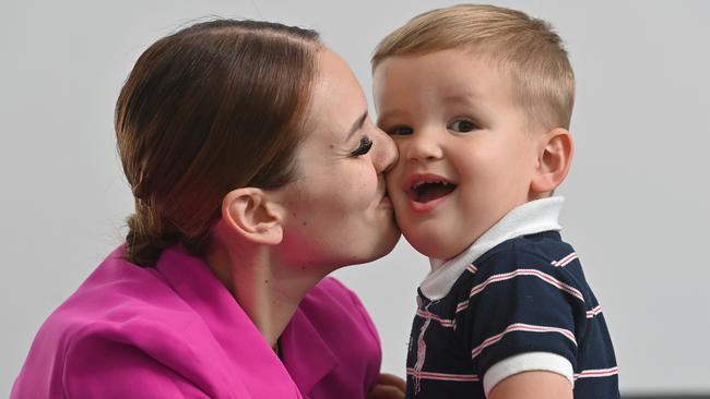 Mason with mum Celia De Pretis at their home. Celia has been dealing with Cancer before the birth of Mason. Picture: Keryn Stevens