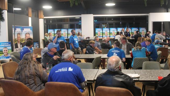 Volunteers at the 2025 Election Night parties for Gilmore Labor incumbent Fiona Phillips and Liberal challenger Andrew Constance. Picture: NewsLocal