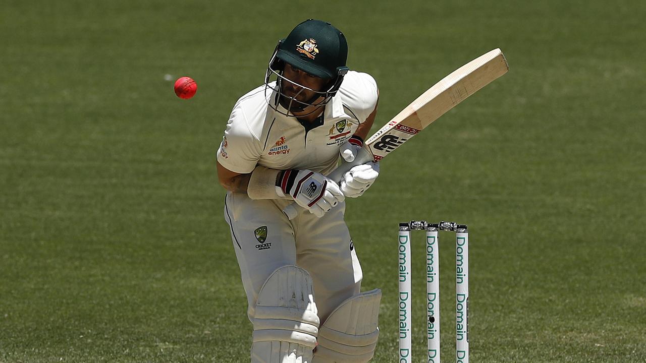 Matthew Wade repeatedly wore balls on his body during his second innings in Perth.