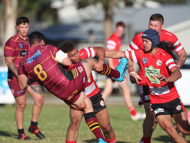 Thomas Sewell is tackled. Picture Warren Gannon Photography