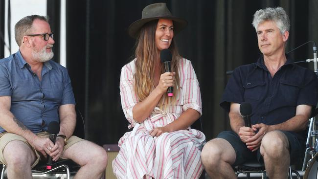 Steve Cumper, Sarah Glover and Matthew Evans at the Mercury live discussion panel on The Art of Sharing. Picture: NIKKI DAVIS-JONES