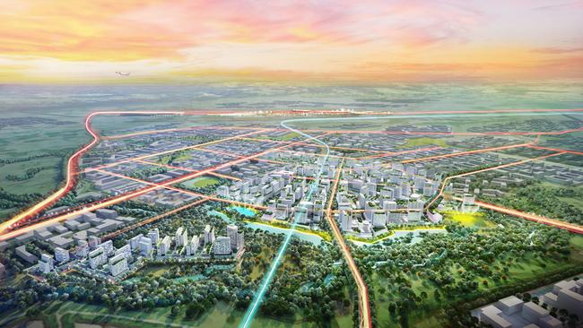 A render of Aerotropolis, located in Bringelly in Sydney's South-West. Picture: Supplied