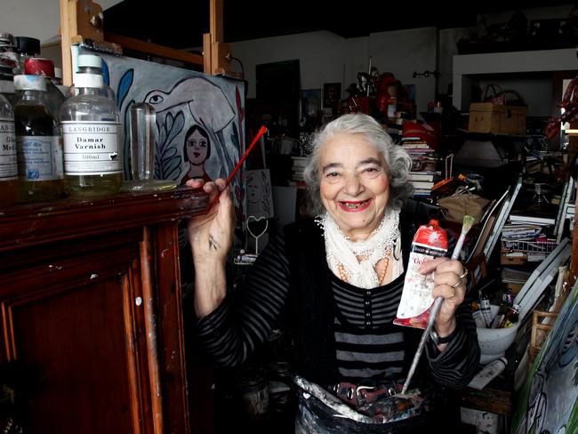 Mirka Mora in her studio at Richmond.