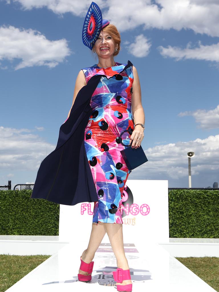 Best Dressed winner Anna Lukyanova during Fashions on the Field during Melbourne Cup Day at The Gold Coast Turf Club. Photograph: Jason O’Brien.