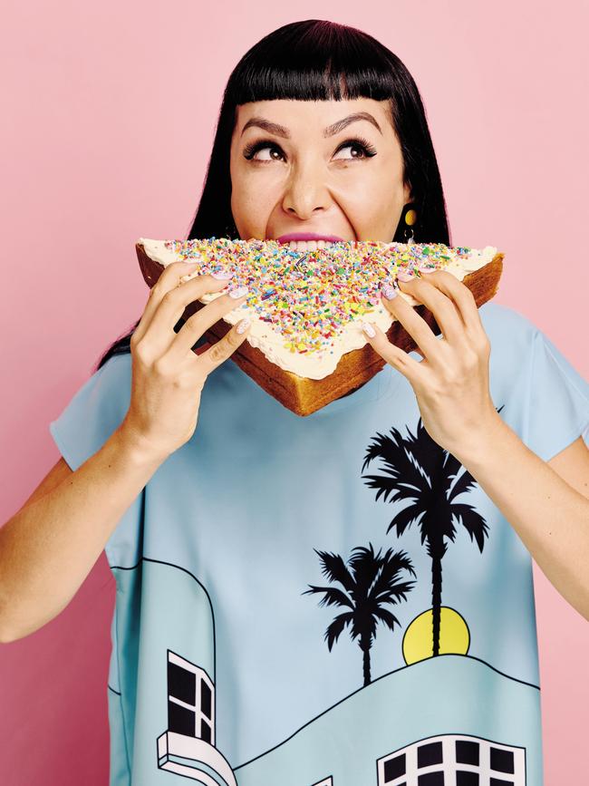 Sabbath with her fairy bread creation. Picture: Jeremy Simons