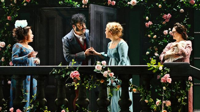 Nikita Waldron, Anthony Taufa, Tuuli Narkle and Eliza Scott in The Tenant of Wildfell Hall, at Sydney Theatre Company. Picture: Prudence Upton