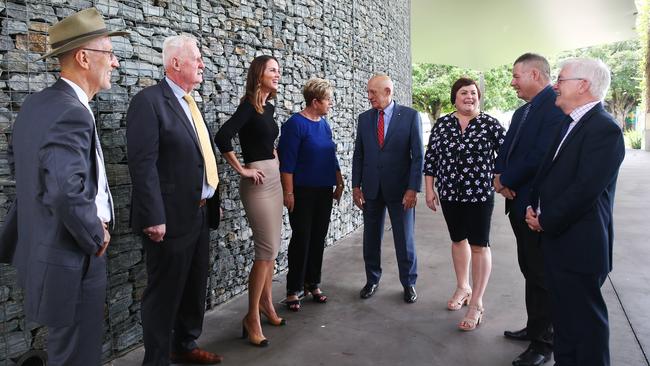 Cairns Mayor Bob Manning’s Unity Team that ran at the 2020 local council election. John Schilling, Max O'Halloran, Amy Eden, Rhonda Coghlan, mayor Bob Manning, Kristy Vallely, Brett Moller and deputy mayor Terry James. Picture: Brendan Radke