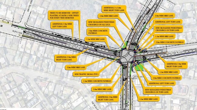 The proposed plan for the $6.8 million upgrade of Boardman and Klingner roads at Kippa-Ring.