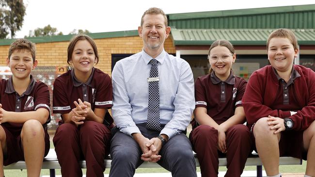 Pictured at Oxley Vale Public School in Tamworth with Principal Luke Norman are Year 6 students Brock Moxon 11, Sophie Whittaker 11, Kimberley Stonestreet 11 and Kurtis Murray 12. Picture: Tim Hunter.