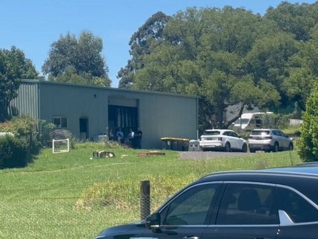 Police search a dwelling on a property in Dural. Picture: TNV