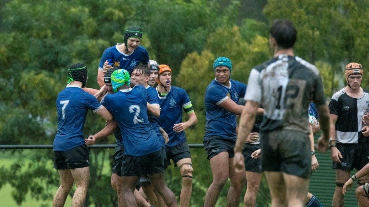 St Edmund's College First XV celebrating.