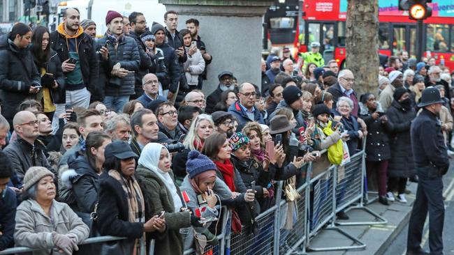 Well-wishers line the street hoping to get a glimpse of Prince Harry and Meghan, Duchess of Sussex on January 7, 2020 in London. Picture: Chris Jackson/Getty Images