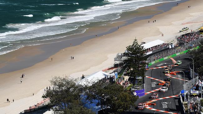 GOLD COAST, AUSTRALIA - OCTOBER 22: Paul Dumbrell drives the #88 Red Bull Holden Racing Team Holden Commodore VF during race 22 for the Gold Coast 600, which is part of the Supercars Championship at Surfers Paradise Street Circuit on October 22, 2017 in Gold Coast, Australia.  (Photo by Daniel Kalisz/Getty Images)