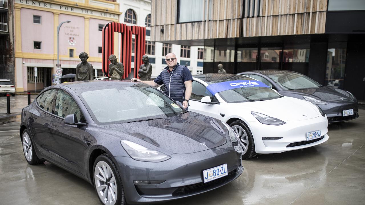 Drive Car Hire will have three Tesla Model 3s in their hire fleet. Photograph shows Operations Manager Andrew Hazelwood. Picture Eddie Safarik