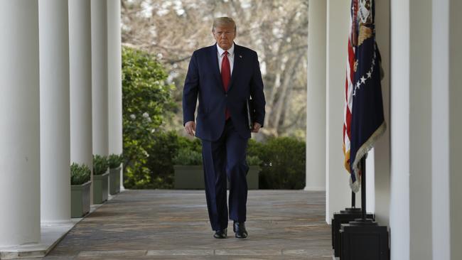 “He’ll never move on” from the 2020 election loss, said a Trump aide. Then US President Donald Trump is pictured walking down the Colonnade from the Oval Office, in the White House in Washington. Picture: Getty