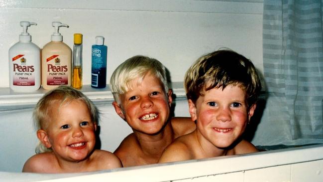 The Riewoldt kids – Maddie, Nick and Alex – on holiday at Orford. Picture: Supplied