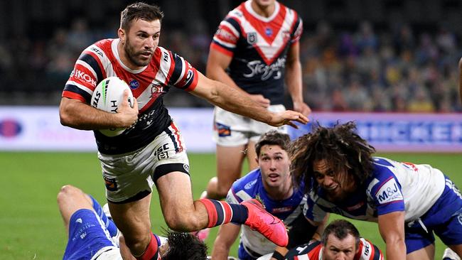 James Tedesco’s footwork is a scary proposition. Picture: AAP Image/Dan Himbrechts