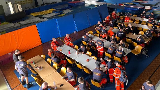 More than 60 State Emergency Service (SES) volunteers deployed at the Queensland Fire and Rescue Service Flexible Habitat at the Showgrounds in Ingham. Picture: Supplied