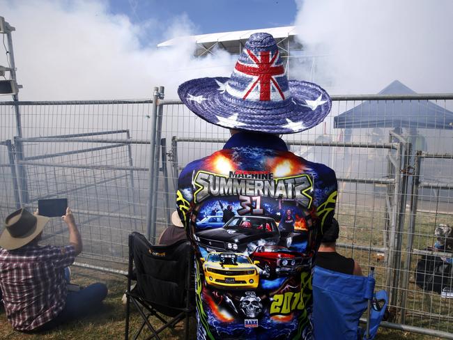 The Burnout competition at the festival. The annual Street Machine Summernats Car Festival began in Canberra with thousands of car enthusiasts expected to attend the event over the four days. Picture: Gary Ramage/ News Corp Australia
