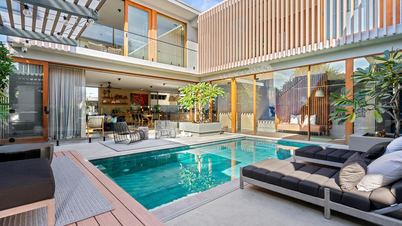 The pool and entertaining area is the centrepiece of the stunning home.