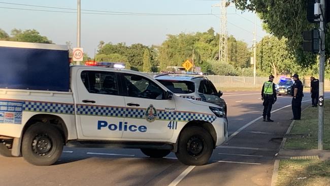 NT Police respond to a hit and run in Leanyer on June 13, 2024. Picture: George Yankovich