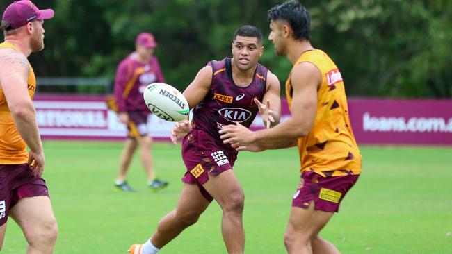 John Asiata at Broncos training. Photo: Jorja Brinums/ QRL