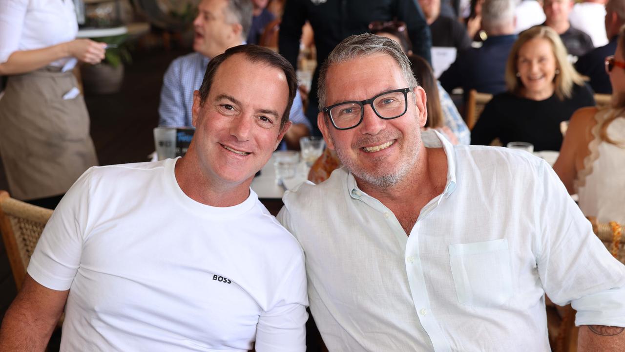 Jon Drew and Andrew Mclauchlan at the M.O.B Academy Charity Lunch Edgewater Dinner and Lounge Capri on Via Roma for Gold Coast at Large. Picture, Portia Large.