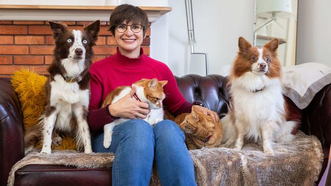 Kerstin Keimling with her pets. Picture: Renee Nowytarger