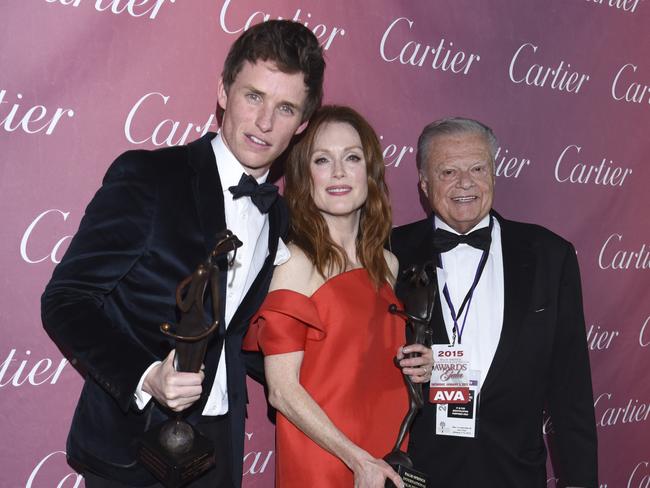 Eddie Redmayne, Julianne Moore and Palm Springs International Film Festival Chairman Harold Matzner.