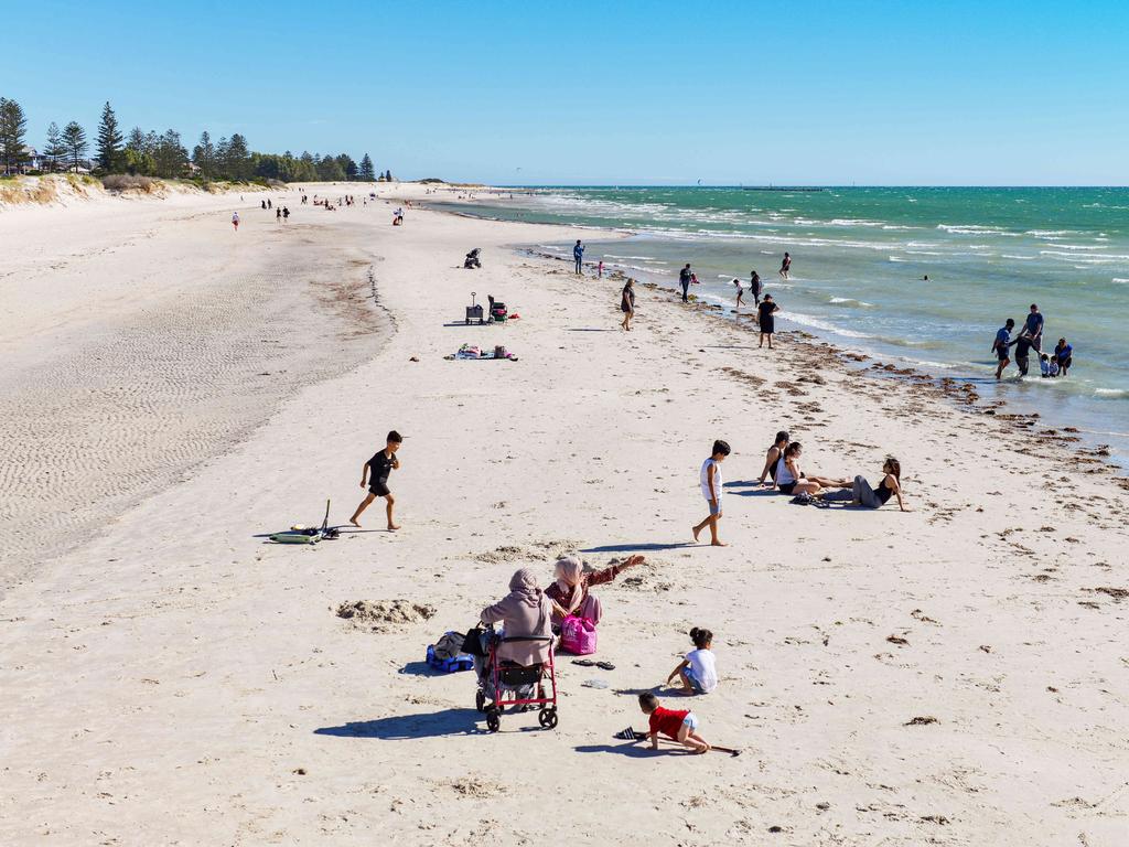 A nearly empty beach at Semaphore for New Year celebrations, Thursday, December 31, 2020. Pic: Brenton Edwards