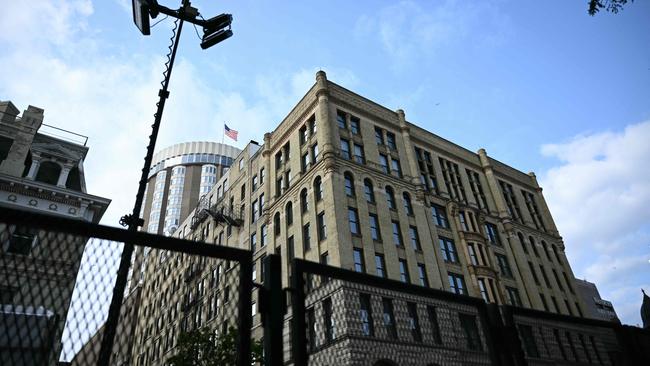 Security fences surrounding the security zone in central Milwaukee, where tennis balls are not allowed but guns are welcome. Picture: Brendan Smialowski/AFP