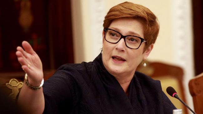 Foreign Minister Marise Payne has joined her counterparts from the US, Britain, Canada and New Zealand in condemning the ‘erosion of democratic elements of the Special Administrative ­Region’s electoral system’. Picture: AFP